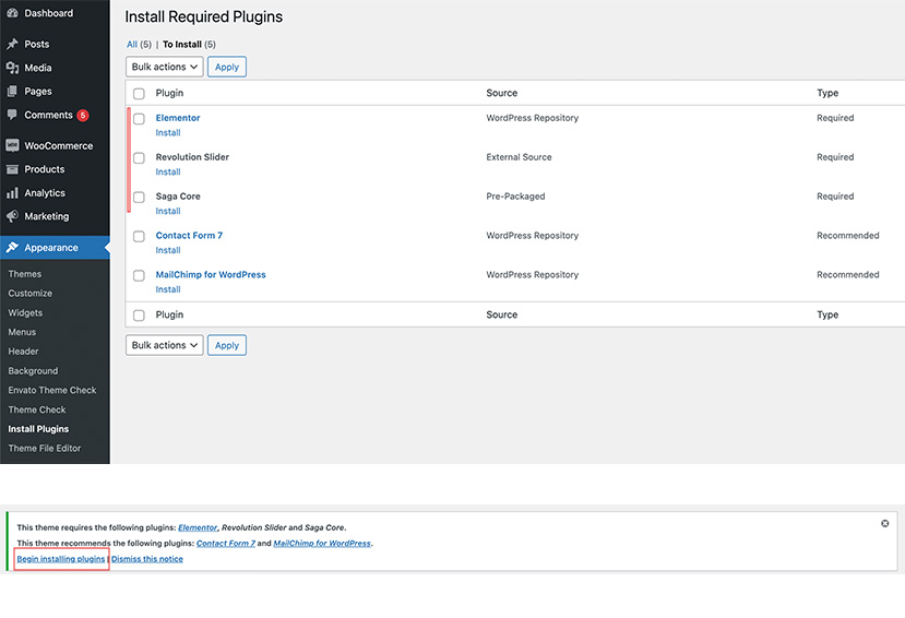 active all required plugins